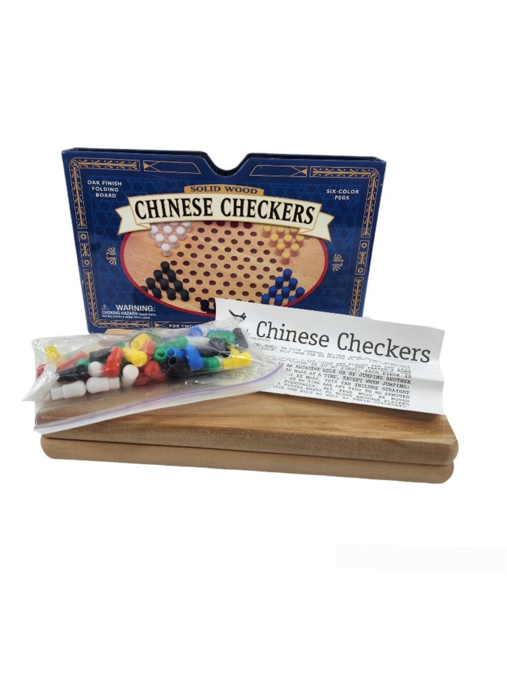 Cardinal Chinese Checkers Game Folding Solid Wood Board Metal Case Holder 1841